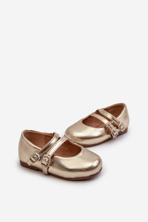 bailarinas infantiles con tirantes, dorado Margenis