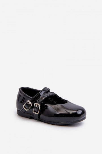 bailarinas efecto barniz Infantil con tirantes negro Margenis 2