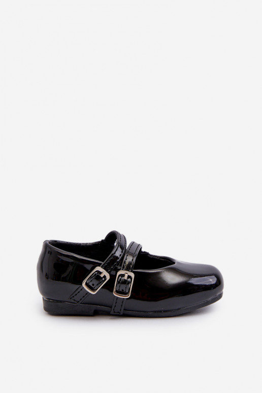 bailarinas efecto barniz Infantil con tirantes negro Margenis