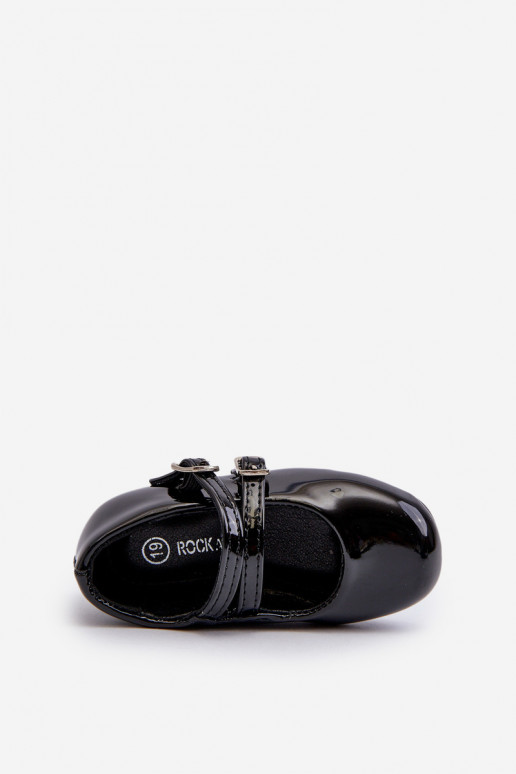 bailarinas efecto barniz Infantil con tirantes negro Margenis