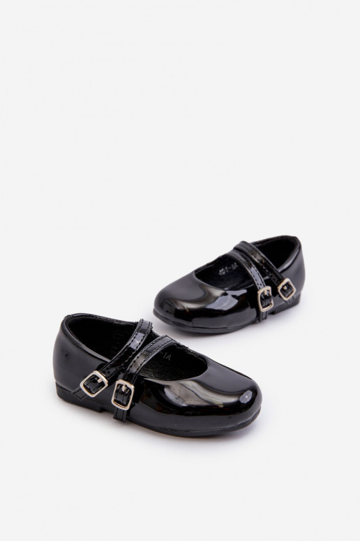 bailarinas efecto barniz Infantil con tirantes negro Margenis
