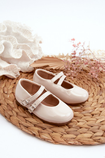 bailarinas con efecto lacado Infantil con tirantes beige Margenis