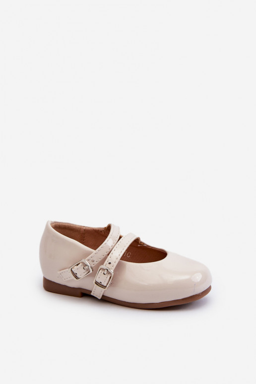 bailarinas con efecto lacado Infantil con tirantes beige Margenis