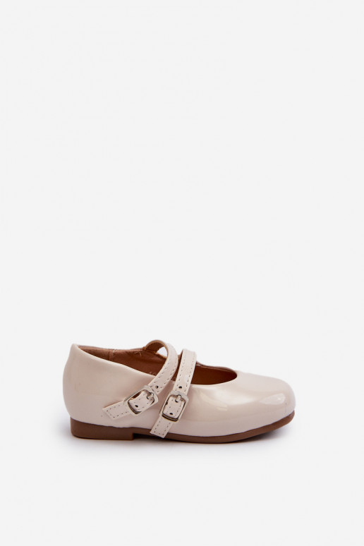 bailarinas con efecto lacado Infantil con tirantes beige Margenis
