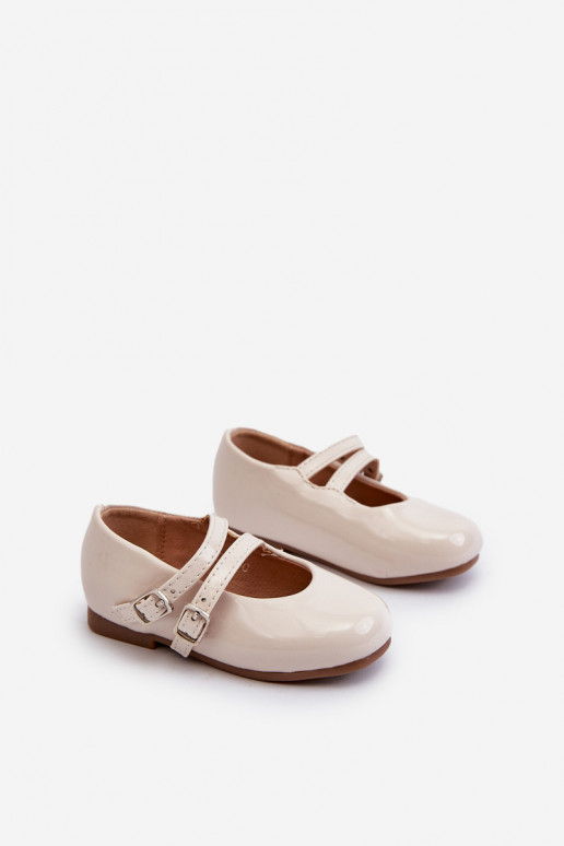 bailarinas con efecto lacado Infantil con tirantes beige Margenis