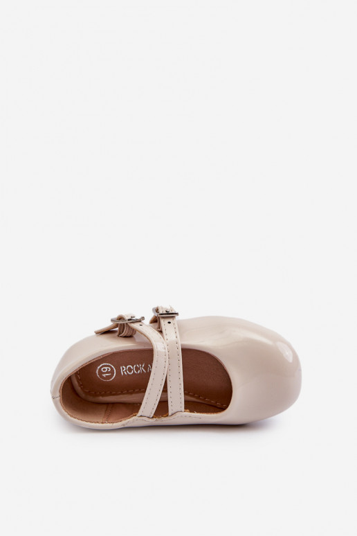 bailarinas con efecto lacado Infantil con tirantes beige Margenis