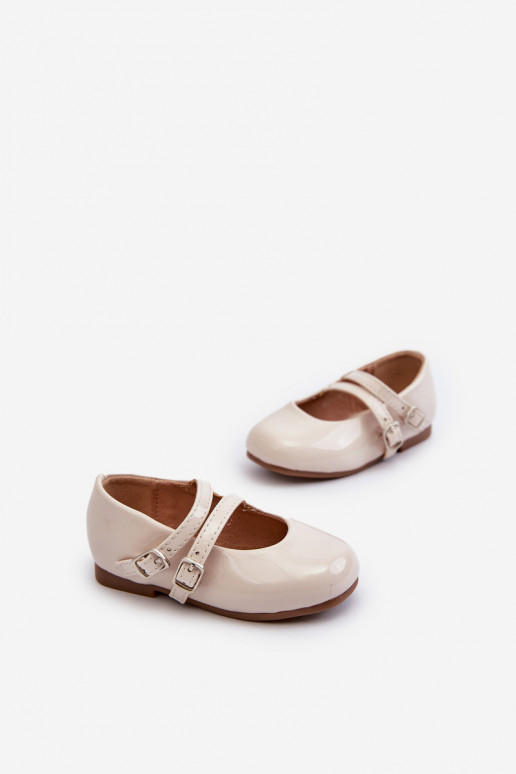 bailarinas con efecto lacado Infantil con tirantes beige Margenis