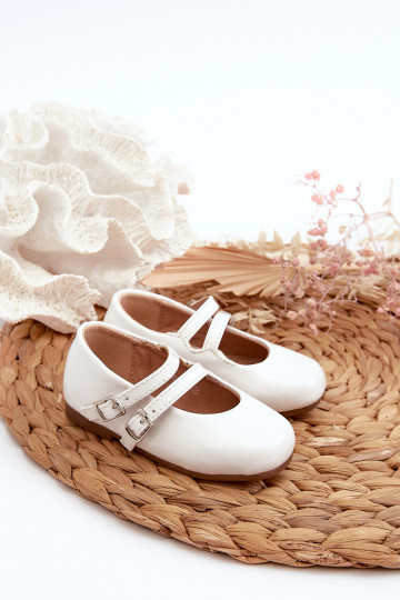 bailarinas efecto barniz Infantil con tirantes color blanco Margenis