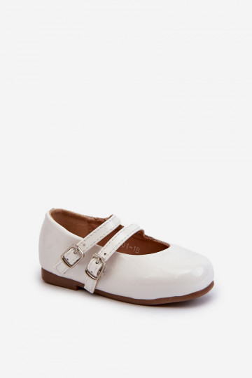 bailarinas efecto barniz Infantil con tirantes color blanco Margenis 2