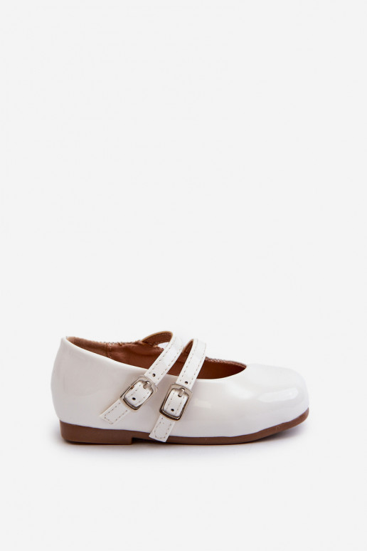 bailarinas efecto barniz Infantil con tirantes color blanco Margenis