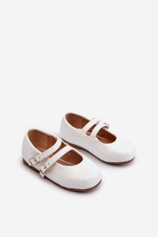 bailarinas efecto barniz Infantil con tirantes color blanco Margenis