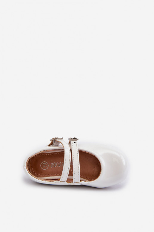 bailarinas efecto barniz Infantil con tirantes color blanco Margenis