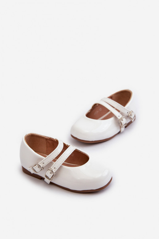bailarinas efecto barniz Infantil con tirantes color blanco Margenis