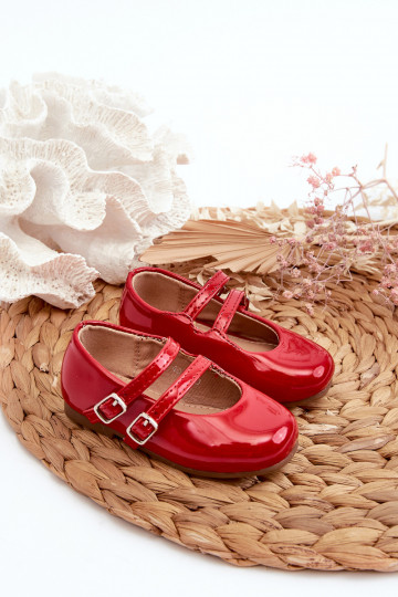 bailarinas efecto barniz Infantil con tirantes color rojo Margenis