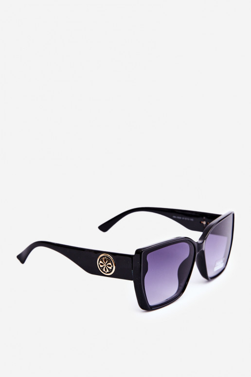 Gafas de sol de mujer modelo clásico con detalles ornamentados UV400 negro