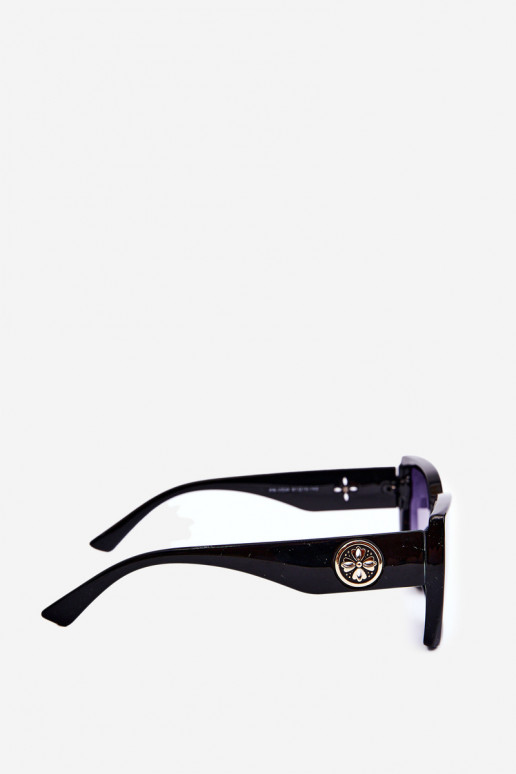 Gafas de sol de mujer modelo clásico con detalles ornamentados UV400 negro