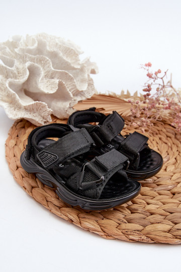 Sandalias infantiles con cierres adhesivos color negro Orretta