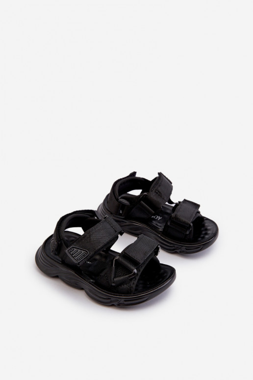 Sandalias infantiles con cierres adhesivos color negro Orretta