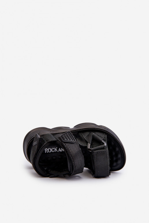 Sandalias infantiles con cierres adhesivos color negro Orretta