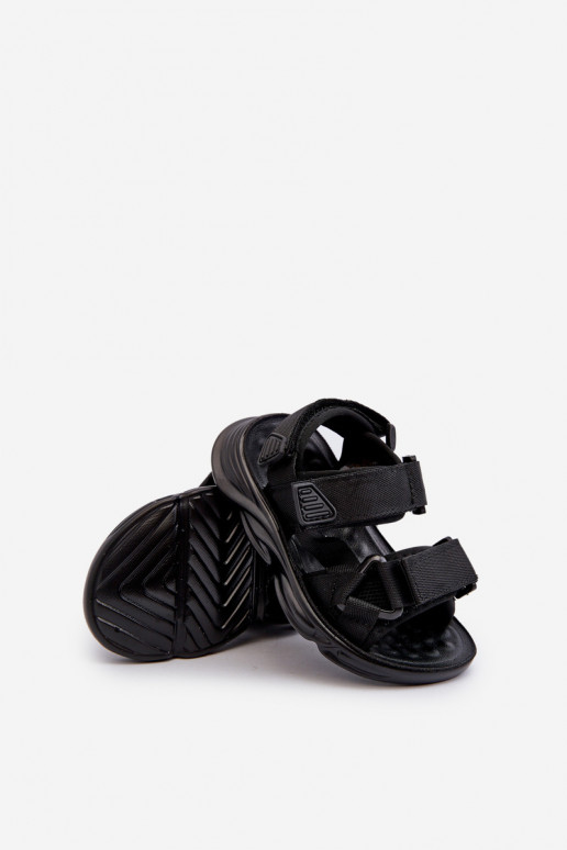 Sandalias infantiles con cierres adhesivos color negro Orretta