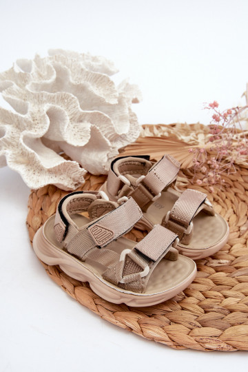 Sandalia infantil con cierres adhesivos beige Orretta