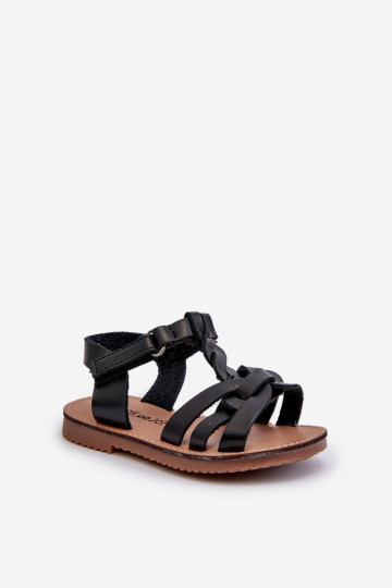Sandalias infantiles con cierres adhesivos en color negro Marimona