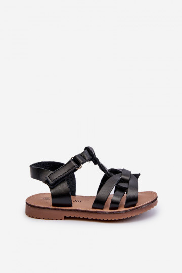 Sandalias infantiles con cierres adhesivos en color negro Marimona 2