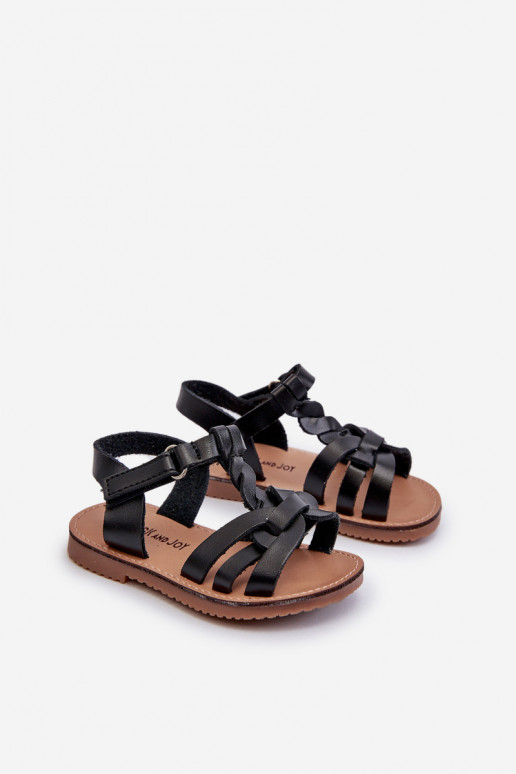 Sandalias infantiles con cierres adhesivos en color negro Marimona