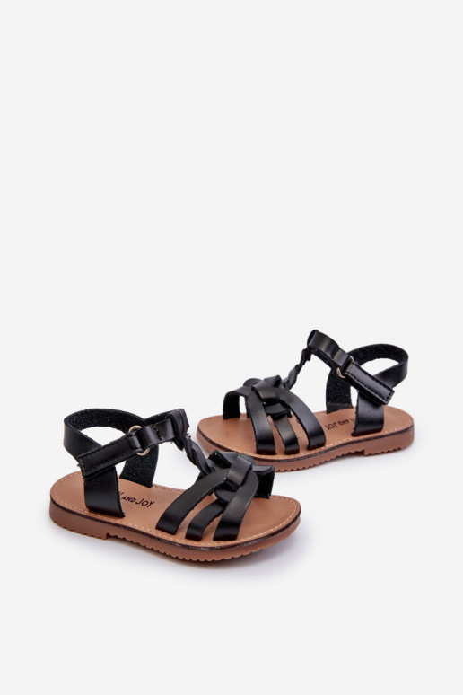 Sandalias infantiles con cierres adhesivos en color negro Marimona
