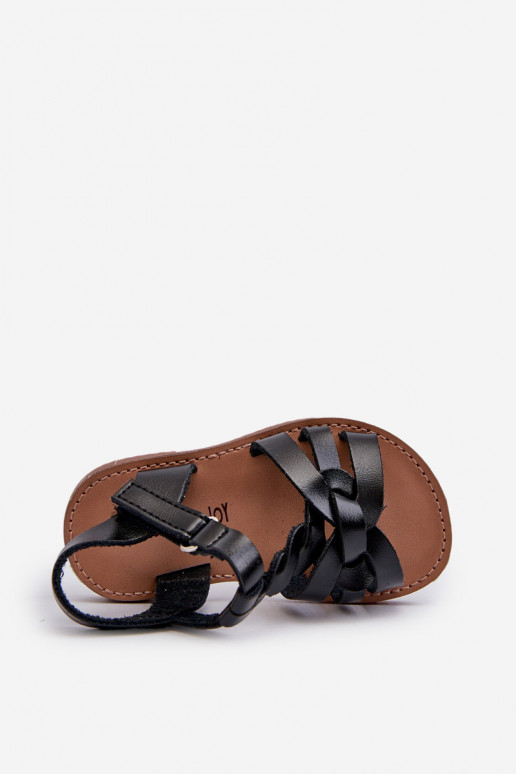 Sandalias infantiles con cierres adhesivos en color negro Marimona