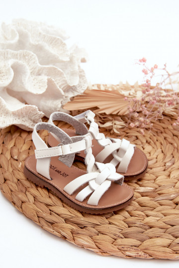 Sandalias infantiles con cierres adhesivos en color blanco Marimona