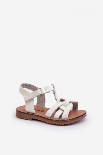 Sandalias infantiles con cierres adhesivos en color blanco Marimona 2