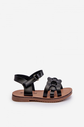 sandalias Infantil con cierres adhesivos color negro Venikoria 2