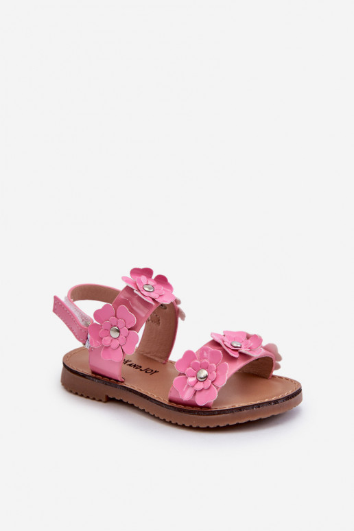 Sandalias lacadas Infantil Ozdobione con motivos florales rosa Tinette