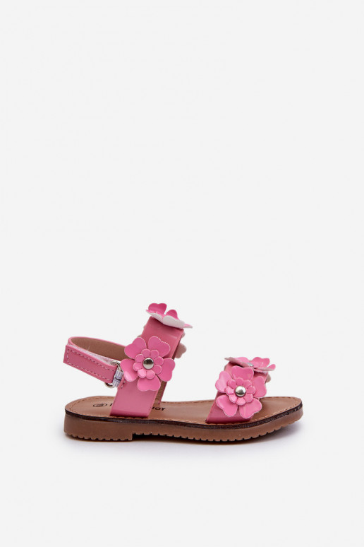 Sandalias lacadas Infantil Ozdobione con motivos florales rosa Tinette