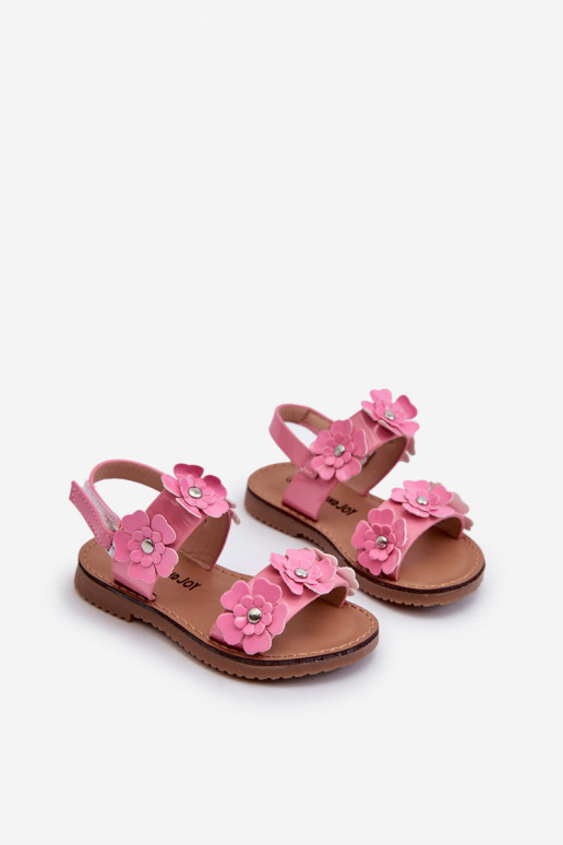 Sandalias lacadas Infantil Ozdobione con motivos florales rosa Tinette