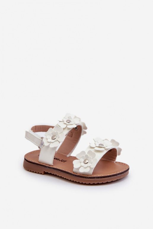 Sandalias lacadas Ozdobione Infantil con motivos florales Tinette en blanco