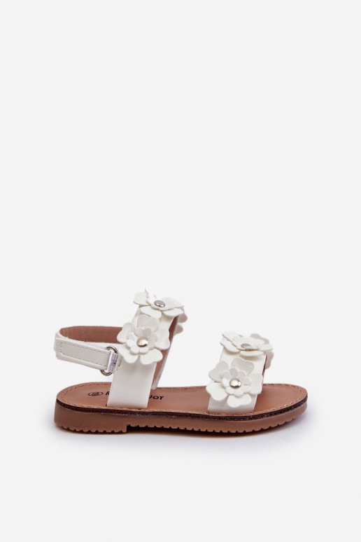 Sandalias lacadas Ozdobione Infantil con motivos florales Tinette en blanco