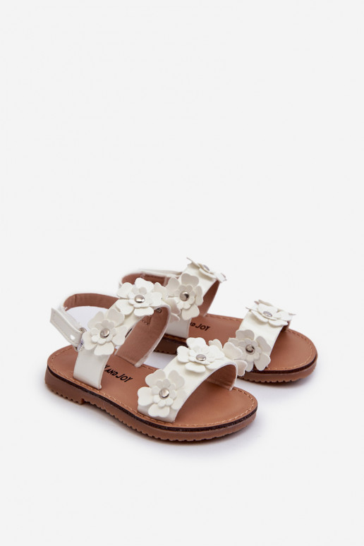 Sandalias lacadas Ozdobione Infantil con motivos florales Tinette en blanco