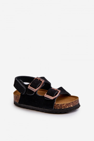 sandalias Infantiles con plataforma con cierres adhesivos en color negro Rorria 2