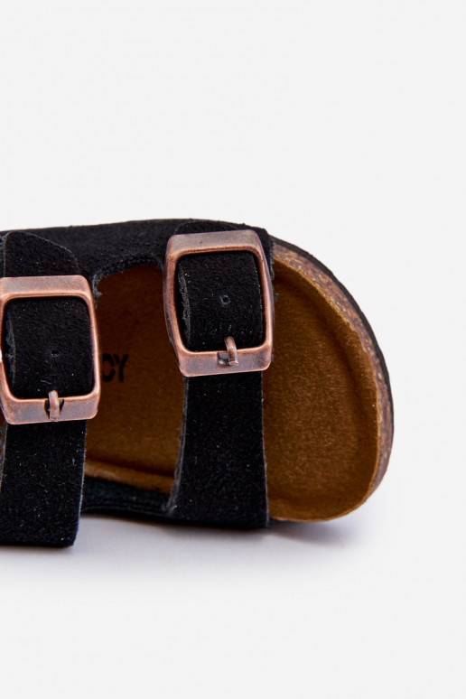 sandalias Infantiles con plataforma con cierres adhesivos en color negro Rorria