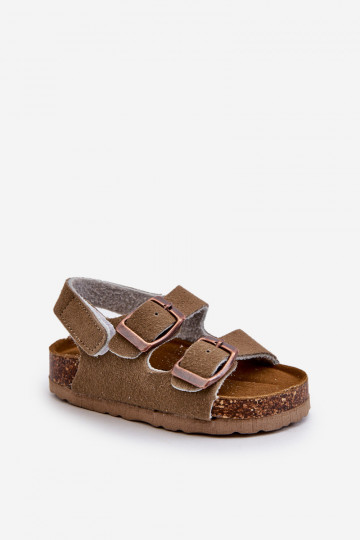 sandalias plataforma infantil con cierres adhesivos color caqui Rorria 2