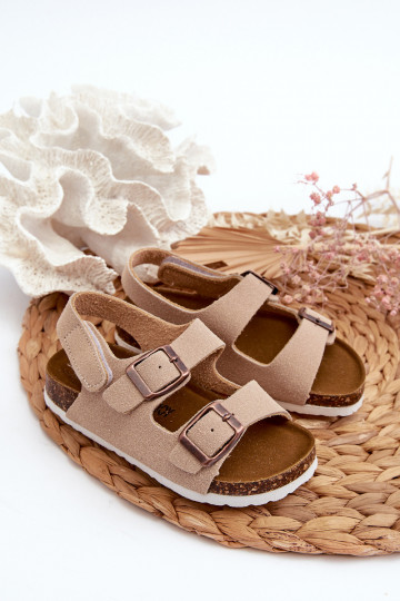 sandalia infantil plataforma con cierres adhesivos beige Rorria