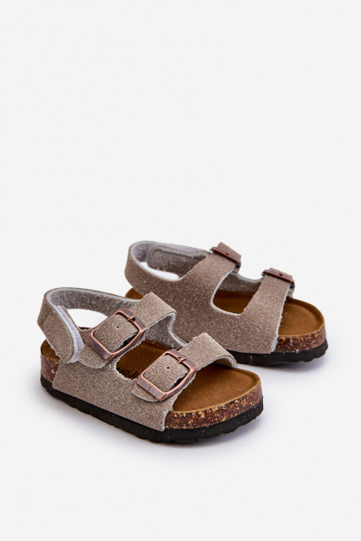 sandalias plataforma infantil con cierres adhesivos color gris Rorria