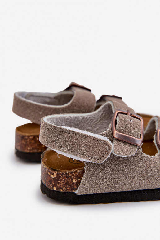 sandalias plataforma infantil con cierres adhesivos color gris Rorria