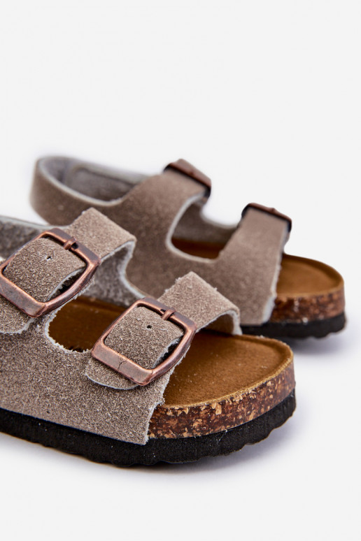 sandalias plataforma infantil con cierres adhesivos color gris Rorria