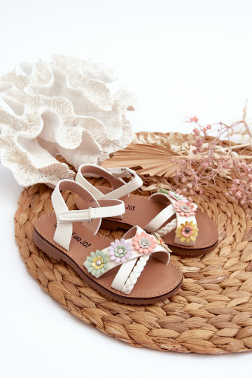 sandalias Infantil con cierres adhesivos Con flores en blanco Nestalee