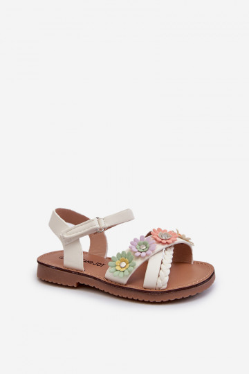 sandalias Infantil con cierres adhesivos Con flores en blanco Nestalee 2