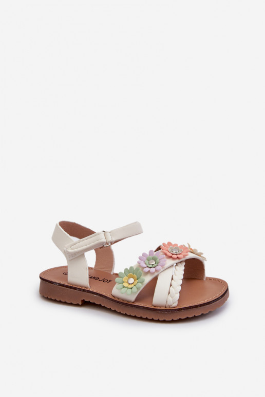 sandalias Infantil con cierres adhesivos Con flores en blanco Nestalee