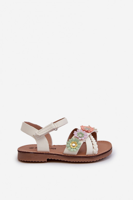 sandalias Infantil con cierres adhesivos Con flores en blanco Nestalee